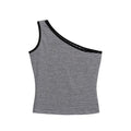 Gray Asymmetrical Striped Tank Top