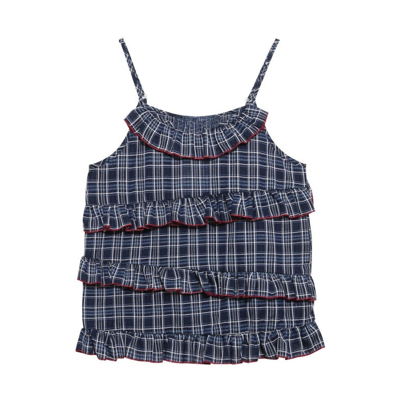 Retro Ruffle Trim Tank Top